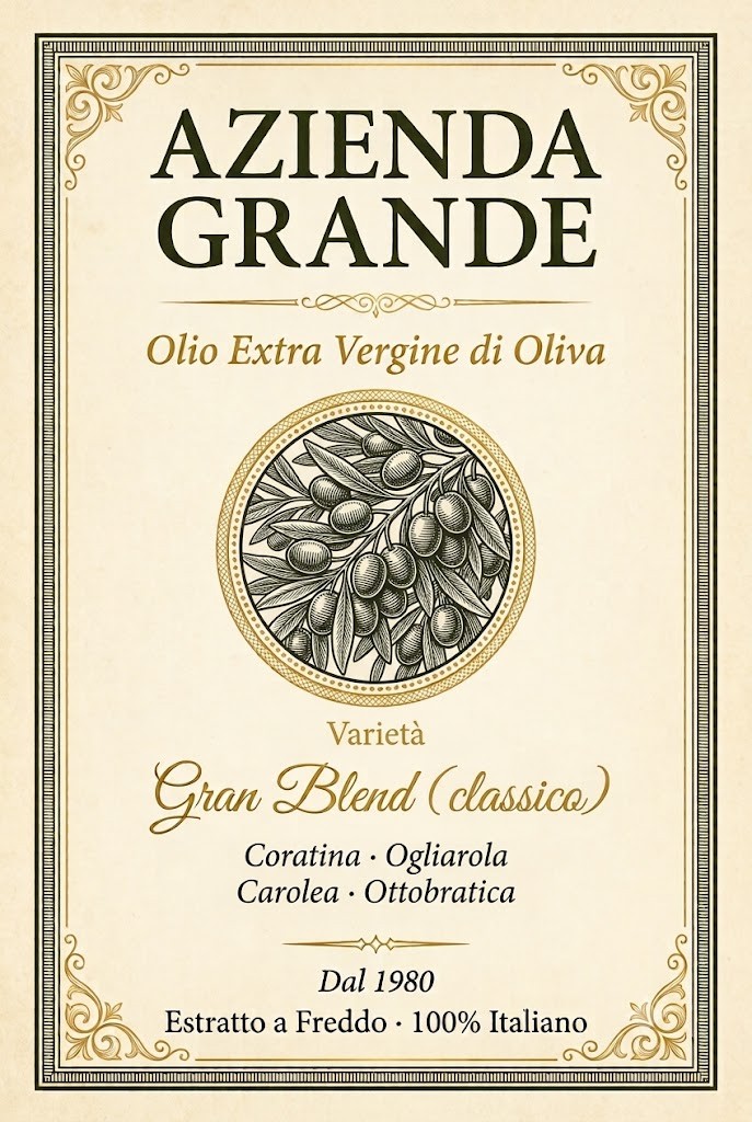 Etiqueta Azienda Grande — Olio Extra Vergine